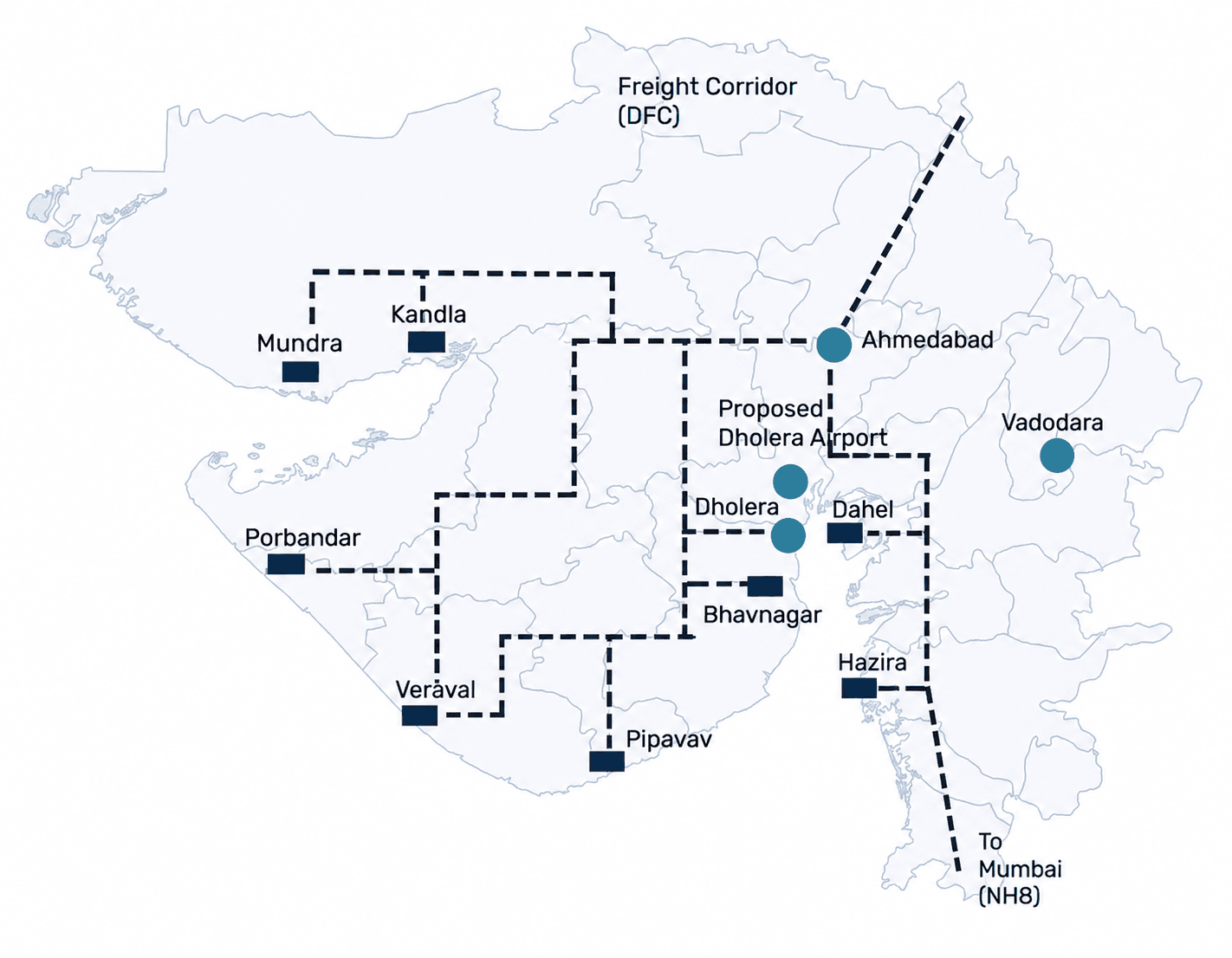 Road Connectivity map for Dholera SIR